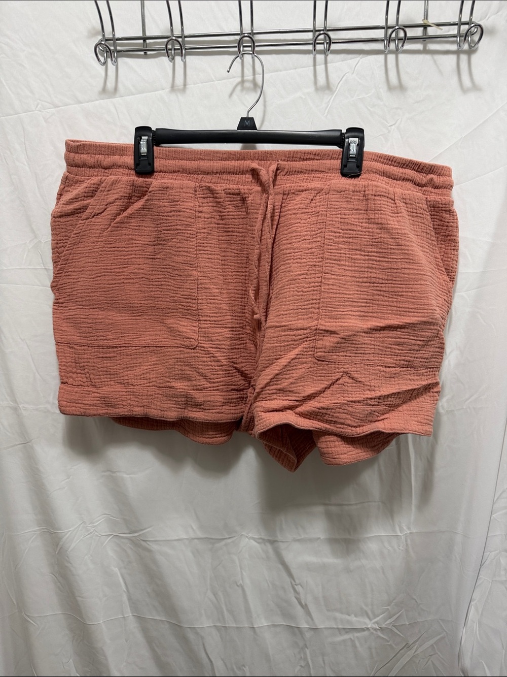 YMI Women's Textured Drawstring Shorts - Coral Rose